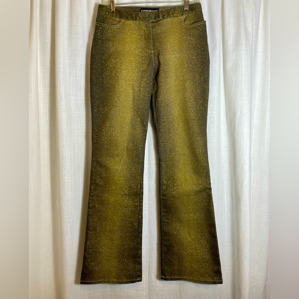 Y2K Express GOLD Sparkle Jeans Size 4.